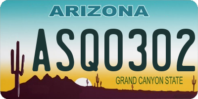 AZ license plate ASQ0302