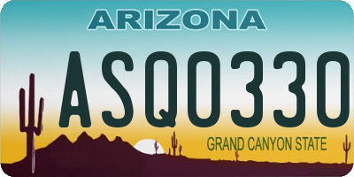 AZ license plate ASQ0330