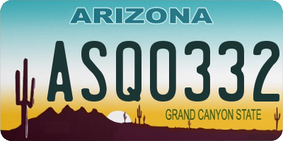 AZ license plate ASQ0332