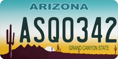 AZ license plate ASQ0342
