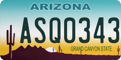 AZ license plate ASQ0343