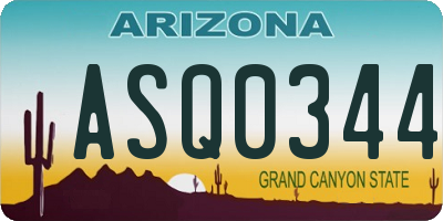 AZ license plate ASQ0344