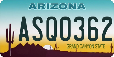 AZ license plate ASQ0362