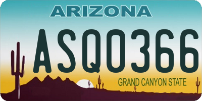 AZ license plate ASQ0366