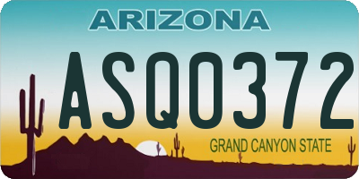AZ license plate ASQ0372