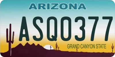 AZ license plate ASQ0377