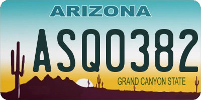 AZ license plate ASQ0382