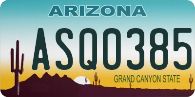 AZ license plate ASQ0385