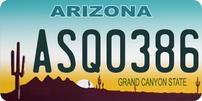 AZ license plate ASQ0386