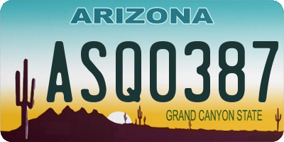 AZ license plate ASQ0387