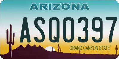 AZ license plate ASQ0397