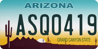 AZ license plate ASQ0419