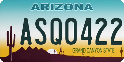 AZ license plate ASQ0422