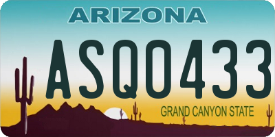 AZ license plate ASQ0433