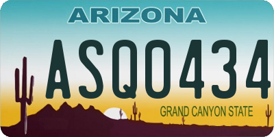 AZ license plate ASQ0434