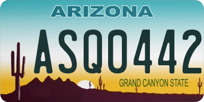 AZ license plate ASQ0442