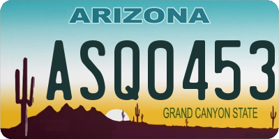 AZ license plate ASQ0453