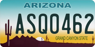 AZ license plate ASQ0462