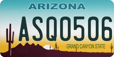 AZ license plate ASQ0506