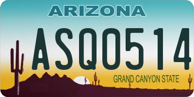 AZ license plate ASQ0514