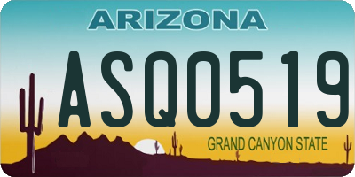 AZ license plate ASQ0519