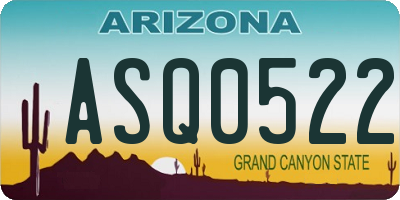 AZ license plate ASQ0522