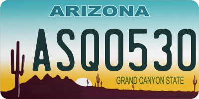 AZ license plate ASQ0530