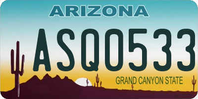 AZ license plate ASQ0533