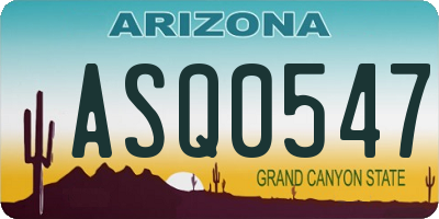 AZ license plate ASQ0547