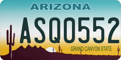 AZ license plate ASQ0552