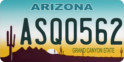 AZ license plate ASQ0562