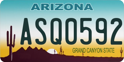 AZ license plate ASQ0592