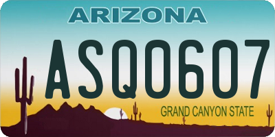 AZ license plate ASQ0607