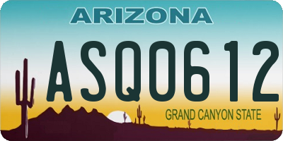 AZ license plate ASQ0612
