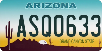 AZ license plate ASQ0633