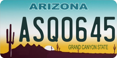 AZ license plate ASQ0645