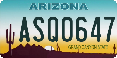 AZ license plate ASQ0647