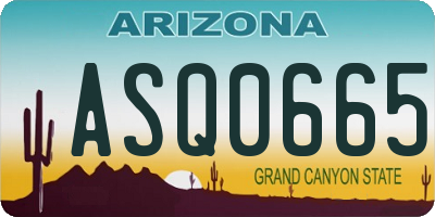 AZ license plate ASQ0665