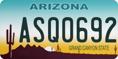 AZ license plate ASQ0692