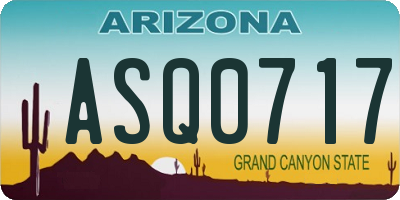 AZ license plate ASQ0717