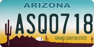 AZ license plate ASQ0718