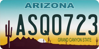 AZ license plate ASQ0723