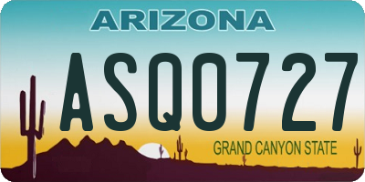 AZ license plate ASQ0727