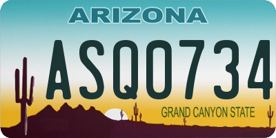 AZ license plate ASQ0734