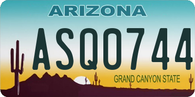 AZ license plate ASQ0744