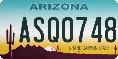 AZ license plate ASQ0748