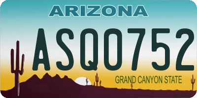 AZ license plate ASQ0752
