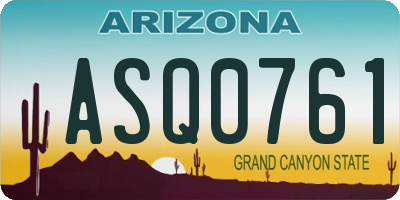 AZ license plate ASQ0761