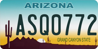 AZ license plate ASQ0772