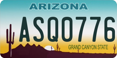 AZ license plate ASQ0776